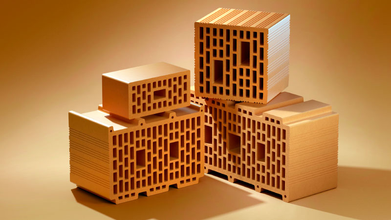 Large-format ceramic blocks are used to create houses